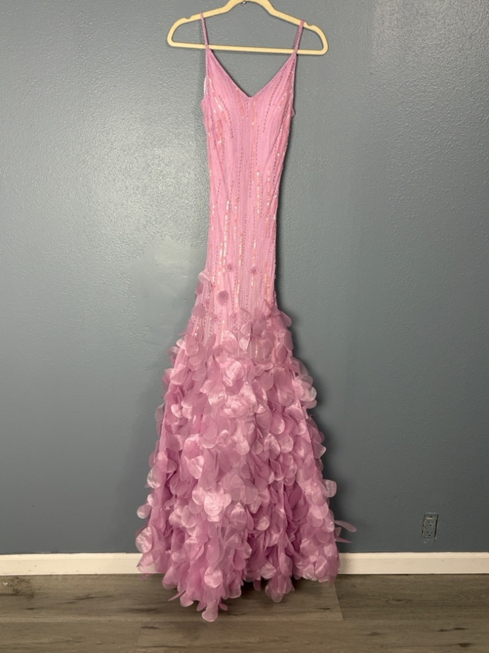 Vintage Y2K Pink Petal-Detail Evening Gown
